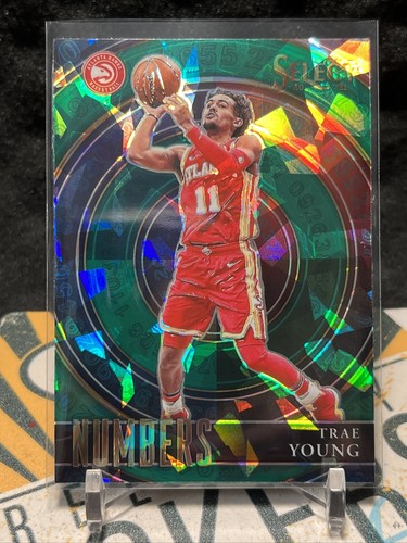 2020-21 Panini Select Trae Young Numbers Green Cracked Ice Prizm! Atl Hawks #14 - Picture 2 of 5