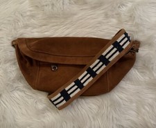 Parker Thatch Cross Your Heart Sling Bag Leather Suede Chestnut Beaded Strap