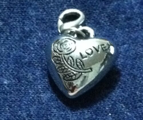 Heart Puffy Love Charm Antique Tibetan Silver Bookmark Cross Stitch Bracelet - Picture 2 of 3