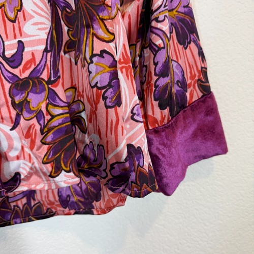 Anthropologie Sleep Luxe Тор Floral Purple Orange Silky Medium - Picture 4 of 7