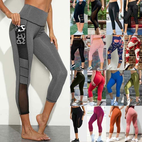Women Yoga Pants Capri Pockets Leggings 