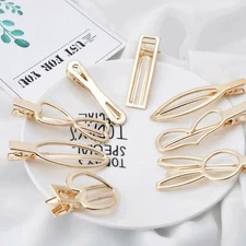 6 pcs Elegant Gold Tone Duckbill Hair Clips – Heavy Duty Teardrop Alligator Clip