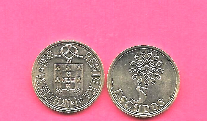 PORTUGAL KM632 1998 UNUSED-UNC MINT-BU OLD EXCELLENT 5 ESCUDOS COIN