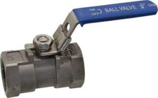 Stainless Steel 1-Way Flow Inline Ball Valve: Manual Operation, 3/4" FNPT Ports
