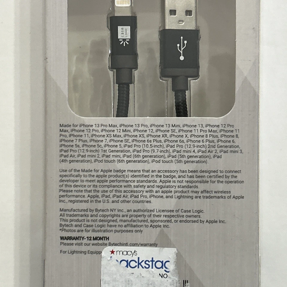 Case Logic Universal MFi Certified Lighting Charge & Sync Cable 10 Feet Black - Image 4 of 4