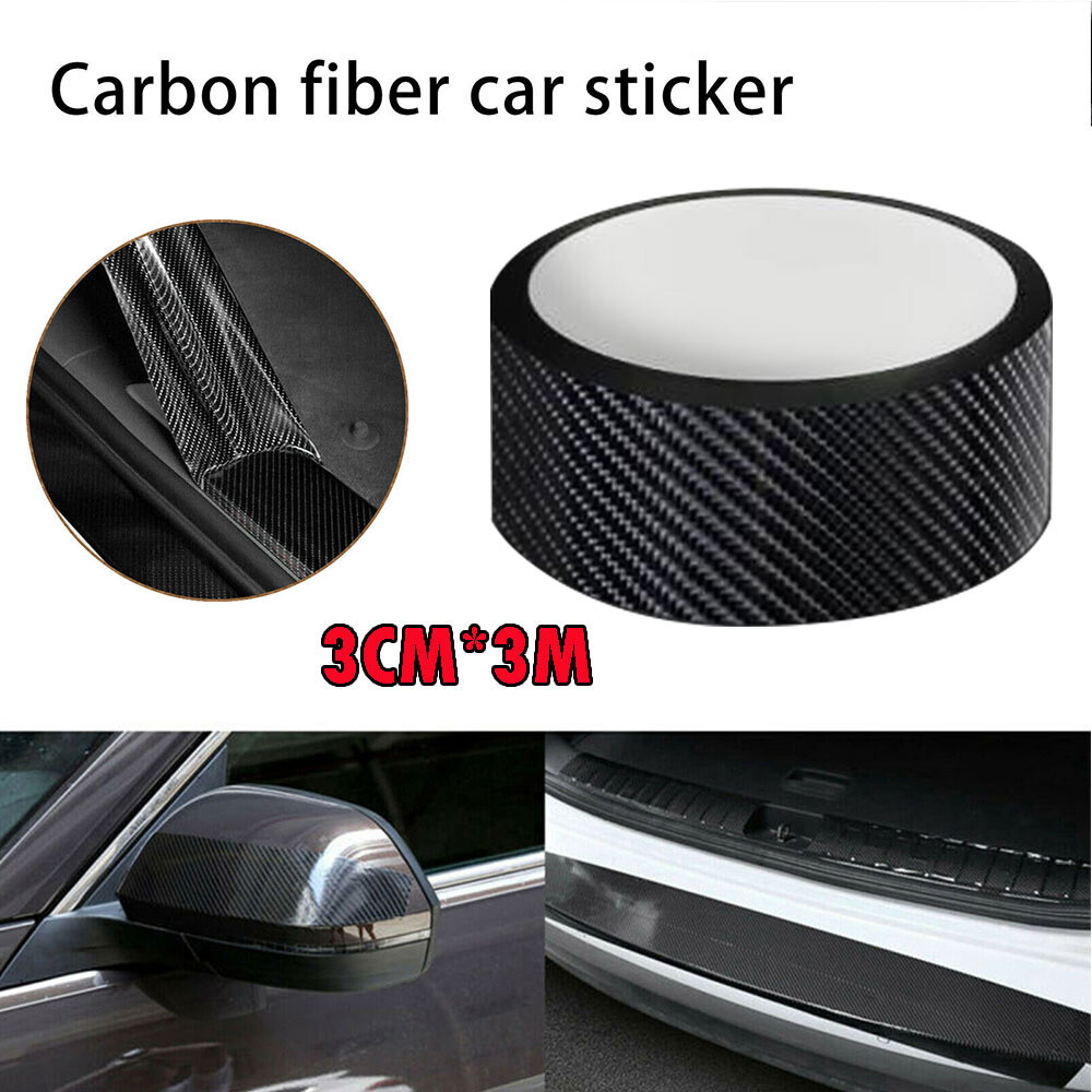 Car Anti-Collision Strip Scratch Scuff Sticker 5D Carbon Fiber Decal 10FT*1.18IN
