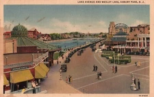 Lake Avenue Wesley Lake Asbury Park New Jersey NJ linen Postcard