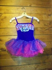 Curtain Call Girls Purple Floral Leotard with Tutu Size Medium EUC  