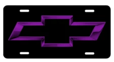 Chevrolet Bowtie Logo Vanity  Aluminum License Plate Tag  Black and Purple