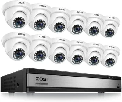 ZOSI 1080P H.265+ Kit Caméra de Surveillance 16CH DVR et 12 Caméras de Sécurité