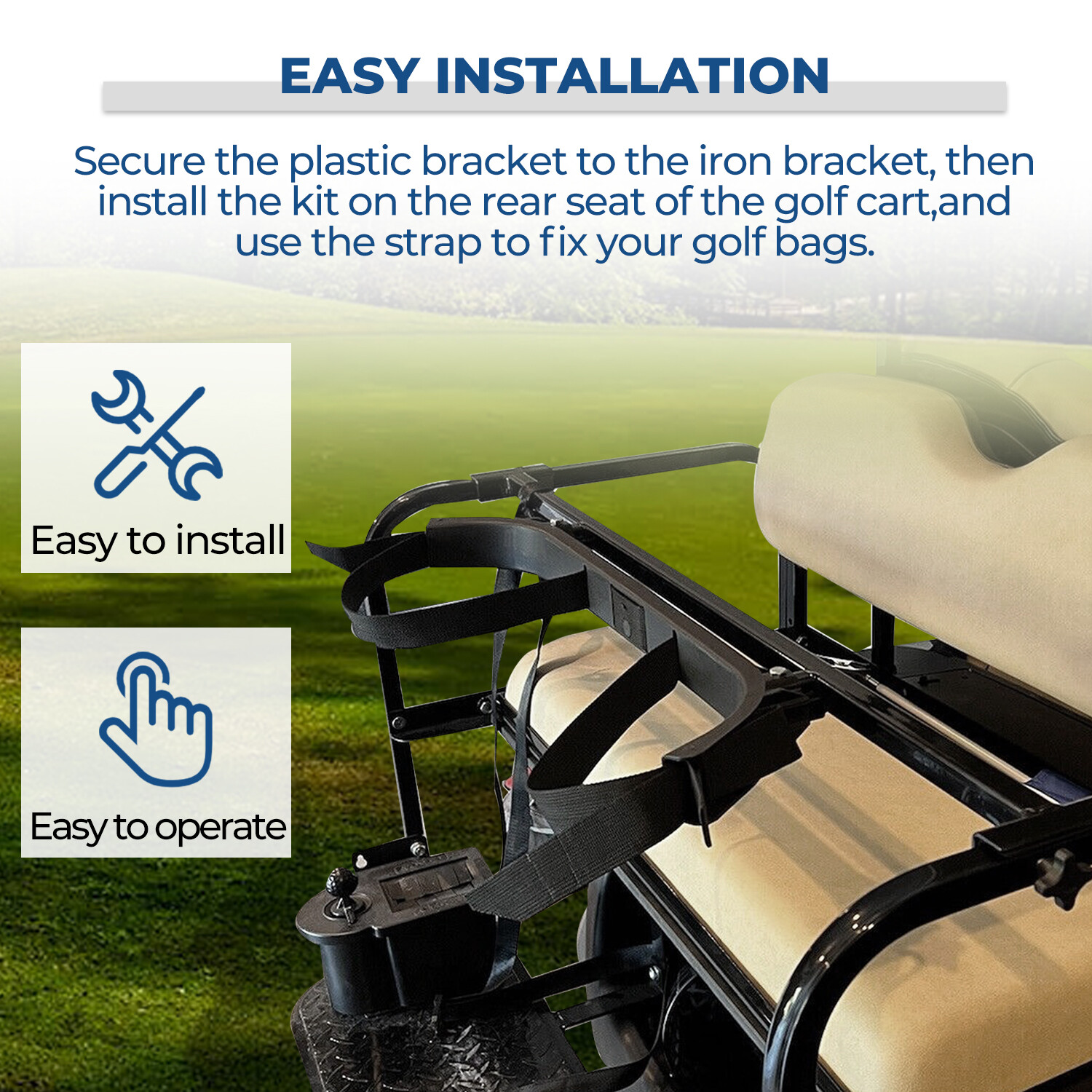 For Club Car EZGO Yamaha Golf Cart Bag Holder Bracket Cart Rear Seat