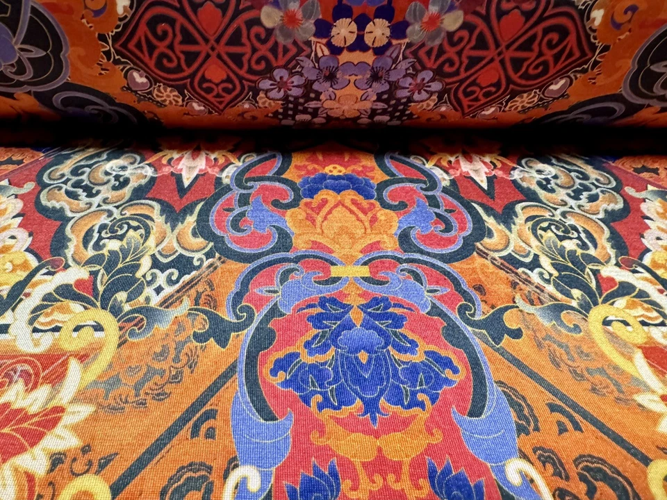 Ткань джерси диско эластичная спандекс на метр - современный дамасский принт - Изображение 3 из 4