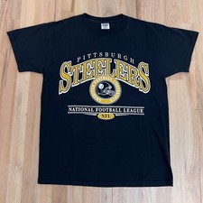 VINTAGE NFL Pittsburgh Steelers AFC Black Graphic T-shirt M Football Y2K