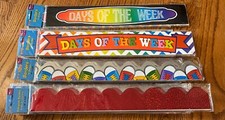 Bulletin Board Border Trim School - 25 Packs - Days, Shoes, Red NEW H