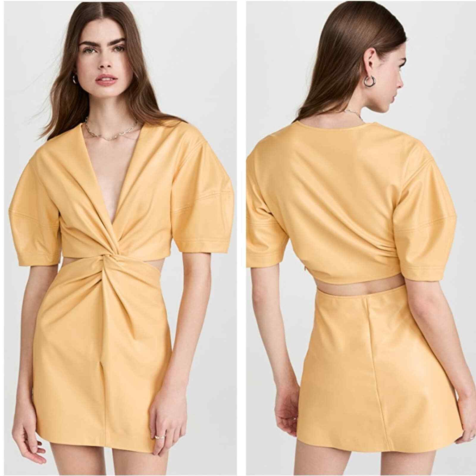 NWT A.L.C. Alex Yellow Faux Leather Dress Size 10 | eBay