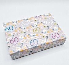 2 Sheets 60th Birthday Grey Flowers Wrapping Paper 60 Years Giftwrap (PA-W241)