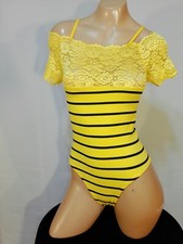 Exotic dancer stripper sm/med yellow one piece dance outfit - dancewear