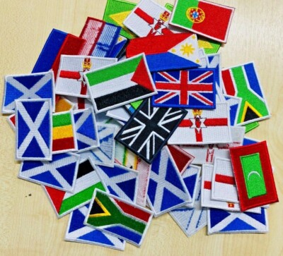 Flagge Aufnäher gestickt Landesabzeichen aufnähen bügeln Land wählbar 6x4cm