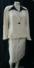 JULIANA COLLEZIONE cream blazer Jacket Skirt Suit Set taffeta flower 8 NWT 495