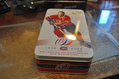 upper deck montreal canadiens centennial set jean beliveau empty metal Tin Box