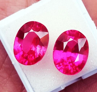Lose Edelsteine Natürlich Rosa Saphir 8 Zu 10 Karat Ovale Form Paar Zertifiziert - Bild 1 von 4