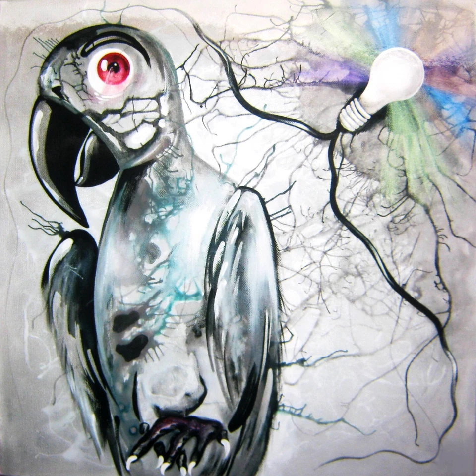 arte moderno pintura contemporánea animales cabeza pájaro loro naturaleza pappagallo pop Foto 3 de 4