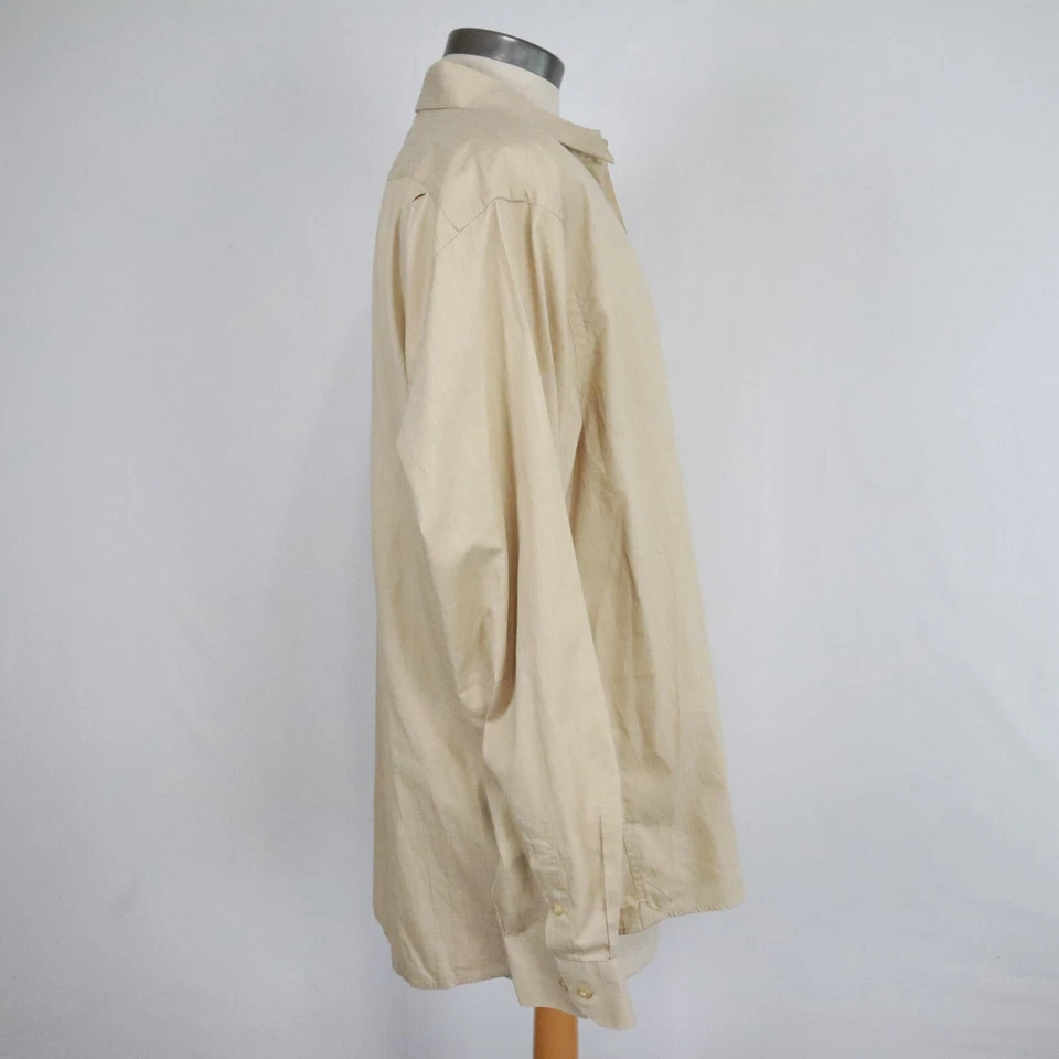 Camisa Nyne Para Hombres 2XL XXL Coolmax Popelina Informal Abotonada Beige A Cuadros Manga Larga Foto 3 de 4