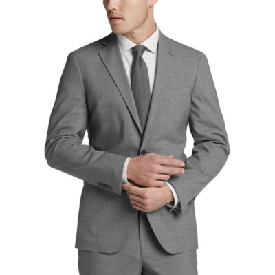 Cole Haan Mens Grand.OS Wearable Technology Slim-Fit Suit Jacket light gray