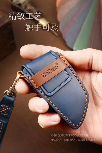 Real Genuine Leather Key Cover Car Key Fob Bag Case Keychain Keyring L for BMW - Picture 11 of 26