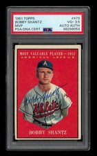 1961 Topps Set-Break #473 Bobby Shantz Mvp Auto PSA 3.5 VG+ AUTO AUTHENTIC