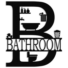 XORT Metal Bathroom Wall Decor, Farmhouse 12 x 14 inch, Black - Sign
