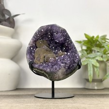Natural Deep Purple Amethyst Geode with Calcite Inclusion. MWS3354