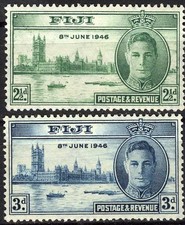 Fiji 1946 Peace King George & Parliament Building MNH (SC# 137-138)