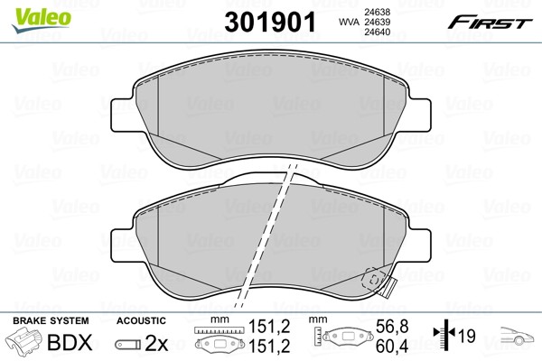 2x ✅Fits VALEO 301901 BRAKE PADS FIRST  ⭐UK Seller⭐