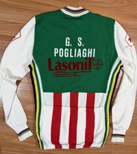 Vintage G.S. Pogliaghi cycling 1970s wool jersey Italy long sleeve Size L RARE