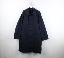 Vintage 70s Streetwear Mens 46L Distressed Lined Trench Coat Rain Jacket Blue