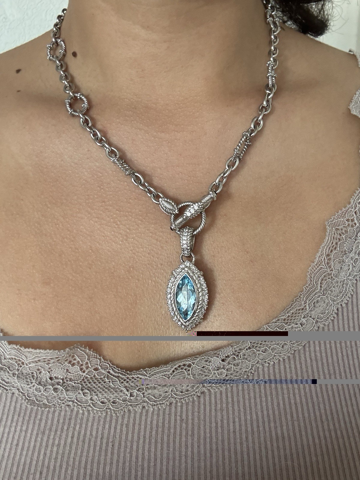 Judith Ripka Sterling Silver Necklace with Blue Topaz, 18 Inches