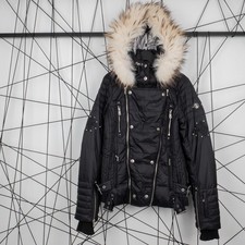 BOGNER Sport Luxury Ski Jacket Real Fur Hood Leopard Lining Goose Down S 36