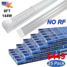 12/25Pack 8' Led Shop Lights No RF 144W T8 Integrated 8Ft Led Tube Light Fixture