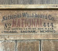 Antique NATIONAL WASHBOARD CO 444 Majestic Laundry Old Wood Corrugated Tin Metal