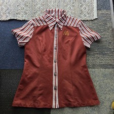 Vintage McDonald's 1976 Employee Uniform Top Button Up Polyester Womens Large