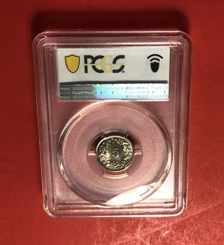 SWITZERLAND -1964-B-5 RAPPEN COIN,GRADED BY PCGS MS67 - Image 2 of 4