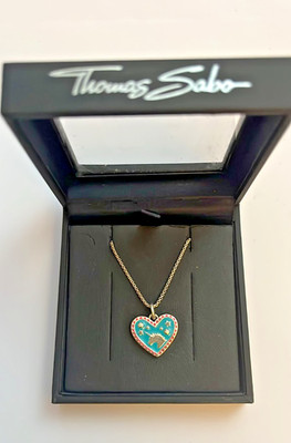 Thomas Sabo Sterling Silver Unicorn Heart Pendant Necklace Blue Pink Enamel 925