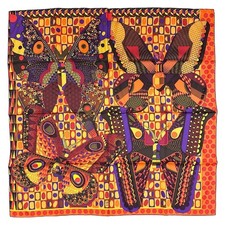 HERMES Les Ailes de la Soie Silk Scarf 100 Silk 87cm x 87cm Multicolor Made in F