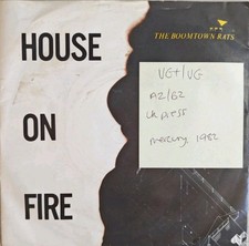 The Boomtown Rats House On Fire Vinyl Record 7" VG/VG MER 91 1982