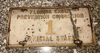1970’s Florida Crime Prevention Commission License Plate Tag #1 Official Staff