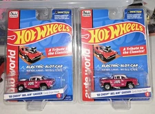 2 Cars Lot Auto World 55' Chevy Bel Air Gasser Hot W Candy Striper  HO Slot Car