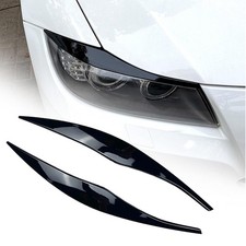 For BMW E90 E91 3 Series 2005-2012 Eyebrows Headlight Eyelid Cover GLOSS BLACK