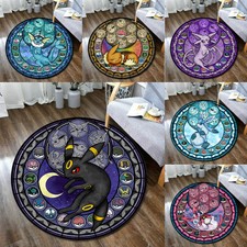 Black Sylveon Elves round Rug Elegant Floor Mat for Living Room Gaming Chair Are