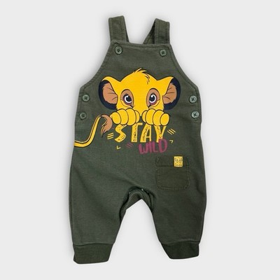 Disney Baby Simba Overalls 0-3M Green Stay Wild Romper Lion King Outfit